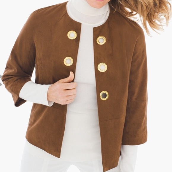 Chicos Faux Suede Grommet Jacket Size 0 - Picture 2 of 8